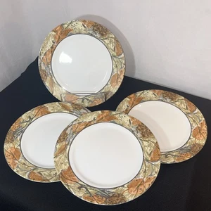 4 Corelle Woodland Leaves Plates Dinner Camo Brown Beige White 10.5" - Picture 1 of 8