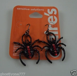 Black spider Halloween bling earrings. crystals Gothic - Picture 1 of 1