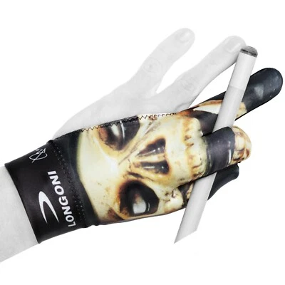 LONGONI Billiard POOL CUE GLOVE Fancy Skull 3 for Left hand + FREE SHIPPING!