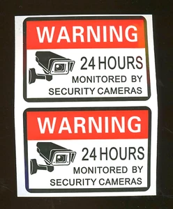 2 etiquetas adhesivas de advertencia 24 horas para cámaras de seguridad al aire libre impermeables B6-B2 - Imagen 1 de 3