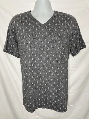 Mossimo V Neck T Shirt Men’s XL Gray Short Sleeve Geometric Print Foto 1 de 4