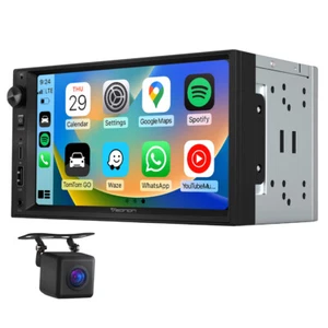 Double 2DIN Bluetooth Car Radio Stereo 7 Inch QLED FM Touch Screen Apple CarPlay - Picture 1 of 16