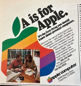 "Raro 1977 ""A è per Apple""." Apple II annuncio di stampa - Foto 1 di 2