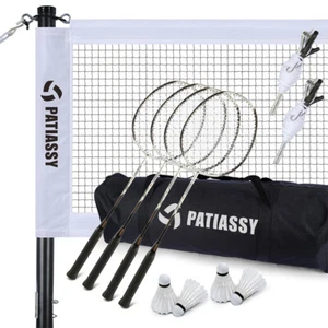 Outdoor Backyard Portable Complete Badminton Set w/Net, 4 Rackets&4 Shuttlecocks - Picture 1 of 12