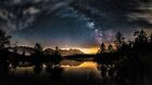Anime Lake Nature Night Reflection Sky Starry Sky  Gaming Mat Desk 10208