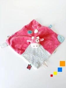 Doudou Plat/Mouchoir Lola Tidou Vache Rose Doré Attache Tétine Dentition Noukies - Picture 1 of 9