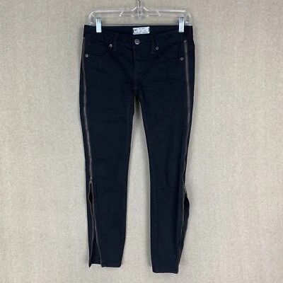 Free People Zip Up Jeans Size 25 Women’s Black Skinny Low Rise Stretch Denim - Image 1 of 4