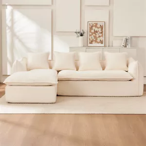 Sofa 3 Seater for Living Room Oversized Comfy Sofa L-Shape Sofa Couch w/Chaise - Picture 1 of 7