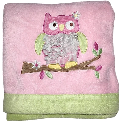Babies R Us Pink Owl Baby Manta 3D Volantes Verde Borde en Rama Vellón Niñas Foto 1 de 4