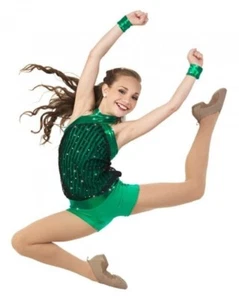 Can't Stop Dancing grün Erwachsene XL Tanzkostüm Unterhemd Unitard mit Manschetten Neu - Bild 1 von 4