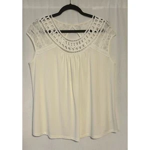 Maurices Tunic Lace Top White Sleeveless Sheer 100% Rayon Women's Size 1 - Picture 1 of 3