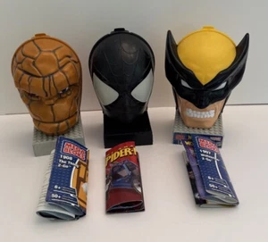 2004 Marvel Mega Bloks Lot of 3: Thing SpiderMan Wolverine Storage & Books Only - Picture 1 of 1
