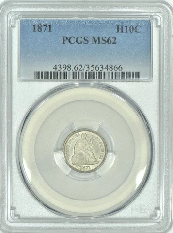 1871 Half Dime PCGS MS-62; Cute Type Coin! Cover