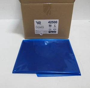 50 Stück blau VR PPE Einwegkleid mit Daumenschlaufe 4 Mil 42500 Large - Bild 1 von 6