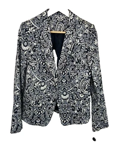 MNG COLLECTION Mujer Gris PAISLEY ALGODÓN Mezcla Abrigo Deportivo Blazer Chaqueta TALLA 8 - Imagen 1 de 10
