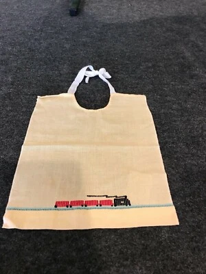 CHOO-CHOO TRAIN BABY BIB, HANDWOVEN, NWT - Photo 1/4