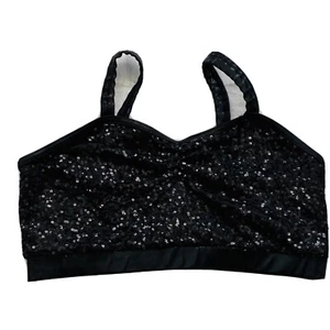 Balera Womens Black Sequin Dance Bra Size Large  - Picture 1 of 7