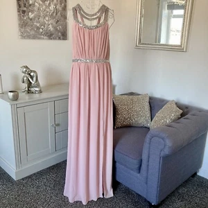 Maxi Vestido TFNC Malva Griego Gasa Plateado Lentejuelas Multi Correa Lateral Dividido 14 - Imagen 1 de 15