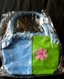 Girls Purse Make up Bag vinyl ruffle & flower applique New Choice - Picture 1 of 12