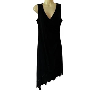 Vintage Y2K PS PerSeption Black Asymmetrical Knit Beaded Dress Size Large - Picture 1 of 13
