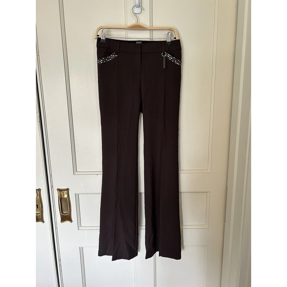 Vtg. Swarovski Crystal Body by Victoria Christie Fit Pants Womens Size 2 Brown - Image 1 of 4
