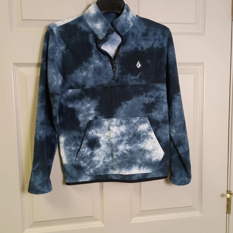 Volcom Boys Popover Fleece Sweater Size Medium Blue 1/4 Zip Long Sleeve - Image 1 of 4
