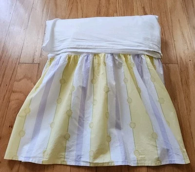 FALDA DE CAMA DOBLE NIÑOS GRANERO CERÁMICA 14" RAYAS GIRASOL AMARILLO PÚRPURA LILA FLORAL  Foto 1 de 4