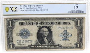 1923  1$  SILVER CERTIFICATE Fr#237 PCGS 12 FINE GRADED FOR PROTECTION - Picture 1 of 4