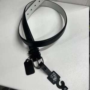 Black Colour Genuine Leather Skinny Belt 28mm X 99cm Long Size M Fit 32”-36” - Picture 1 of 4