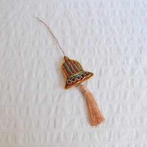Vintage Christmas Decoration Handmade Embroidered Beaded Bauble Bell Colours - Picture 1 of 6