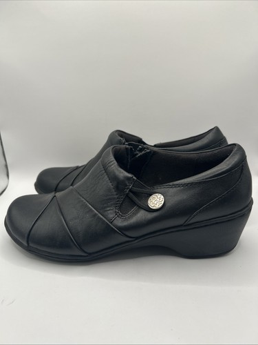 CLARKS Scarpe donna Clark's TAGLIA 7 nere con cerniera laterale in pelle