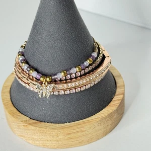 Konvolut vier Armbänder Strass Perlen rosegoldfarben - Bild 1 von 6