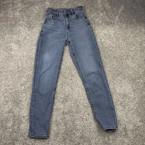AMERICAN EAGLE Mom Jean Women’s 0 Blue Stretch Denim - Picture 1 of 9