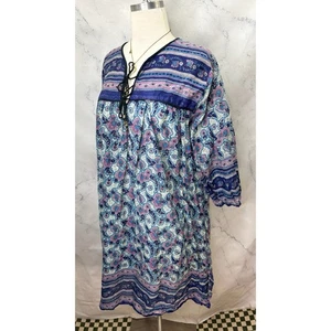 Vestido Vintage Años 70 Indio Algodón Gasa Talla M Floral Campesino Lúrex Metálico Boho - Imagen 1 de 24
