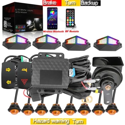 For Can-Am Maverick X3 Turn Signal Horn Street Legal Kit + 4 Pods RGB Rock Light - Image 1 of 4