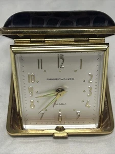 Vintage Antique Phinney-Walker Germany Folding Wind-Up Travel Alarm Clock Case - Picture 1 of 11