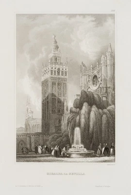 B. METZEROTH (19.Jhd), Giralda in Sevilla, Sst. Romantik Architektur 1800-1849 - Bild 1 von 4