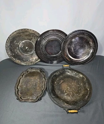 ​Lot of 5 Vintage Silverplate Trays Reed & Barton Oneida Wilcox Derby LFS - Image 1 of 4