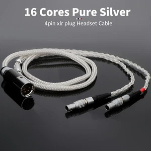 16core Pure Silver 6.35mm 4.4mm 3.5mm 2.5mm 4PIN XLR Male HIFI Headphone Cable ~ - Picture 1 of 21