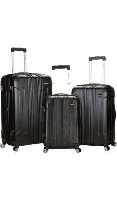 Rockland London Hardside Spinner Wheel Luggage, Black, 3PC Set 20/24/28 - Image 1 of 4