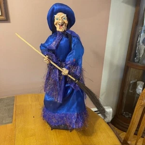 Halloween Witch 25" Eyes Flash Green and Laugh. Umbrella base Vintage - Picture 1 of 8