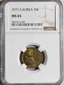 South Korea 5 Won 1971 NGC MS 65 - Picture 1 of 2