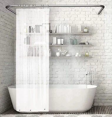 PEVA White Clear Shower Curtain Liner Plastic 70" x 70" - Image 1 of 4