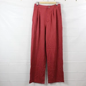Reformation Pant Women 12 Mason Trouser Tencel Wide Leg Red Office Work Business - Picture 1 of 16