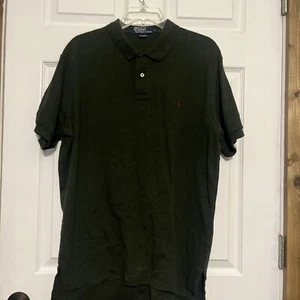 Ralph Lauren Polo - Men's Polo Shirt - Original Size L Dark Green Maroon Pony D - Picture 1 of 3