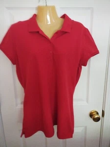 NWT Arizona Jeans Women's Junior Red S/S Polo Shirt Top - Size XL - Picture 1 of 3