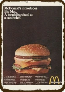 McDonald's Restaurant 1s 1968 Big Mac aspecto vintage réplica decorativa letrero de metal - Imagen 1 de 1