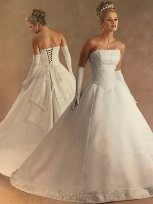 maggie sottero white satin wedding gown size 6 - no alterations - Image 1 of 4