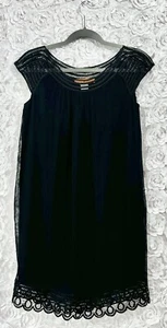 Cynthia Steffe Black Sheath Sleeveless 100% Silk Dress Crochet Women’s Size 6 - Picture 1 of 12