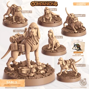 Dog companion Sabus the Bloodhound paintable miniature 3D printed - Picture 1 of 2